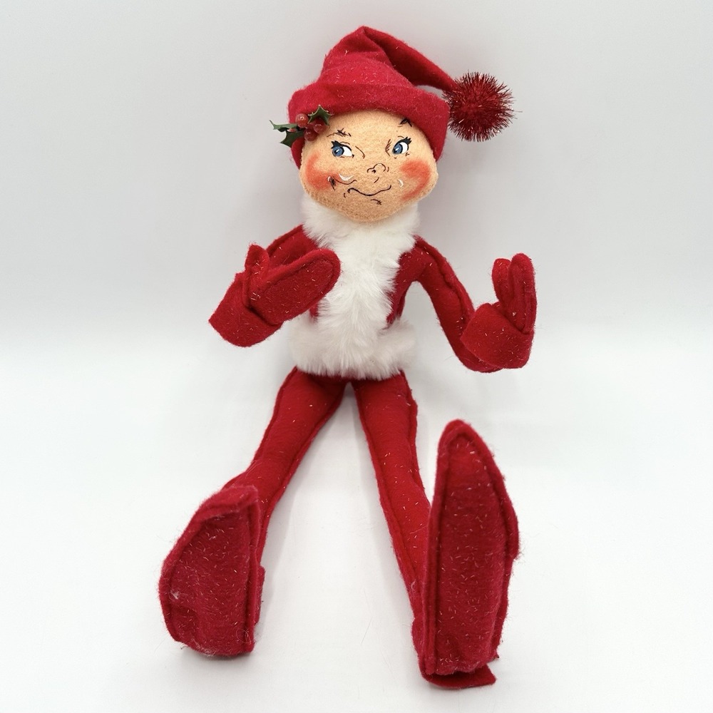 2003 Annalee 14" Red Elf Poseable Doll Christmas